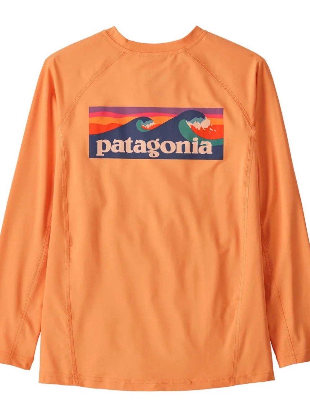 Patagonia Boys Long-Sleeve Rash Guard - Orange with Multi-Color Logo